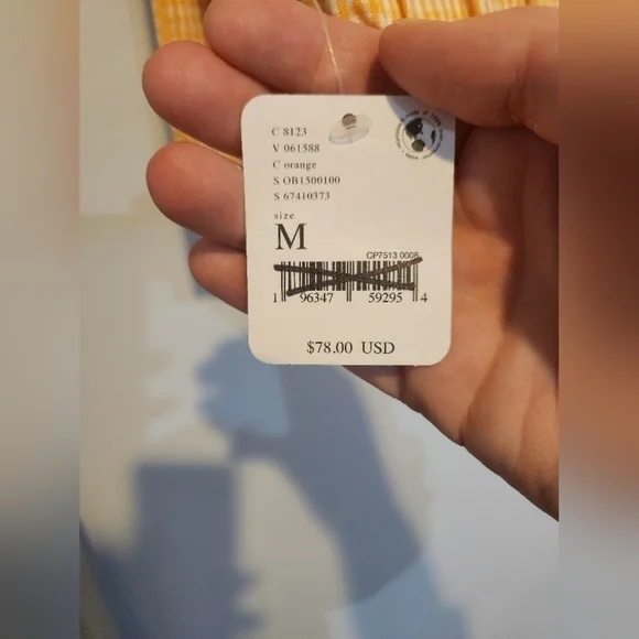 NWT Free People Orange Creamsicle Gingham Pants - Picture 3 of 5